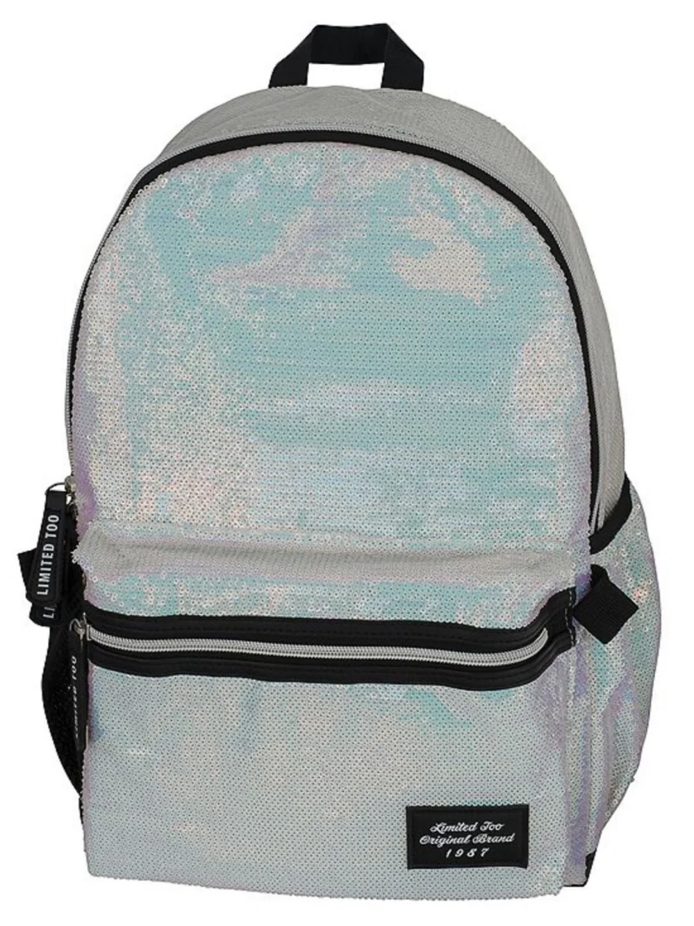 Limited Too Iridescent Sequin Backpack and Lunchbox Set - Light Blue/Pearl/black
